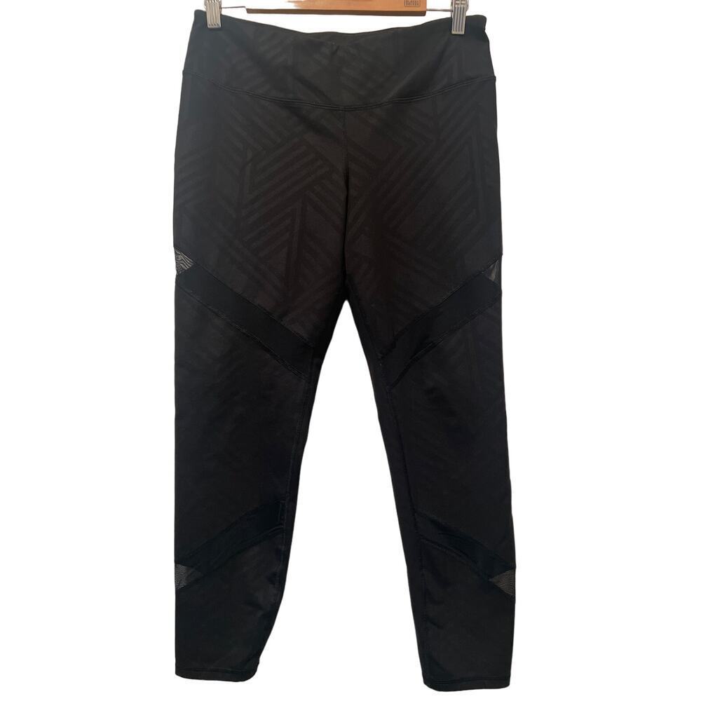 Active by Old Navy Go Dry Black Geometric Mesh Ankle Cropped Leggings Size L